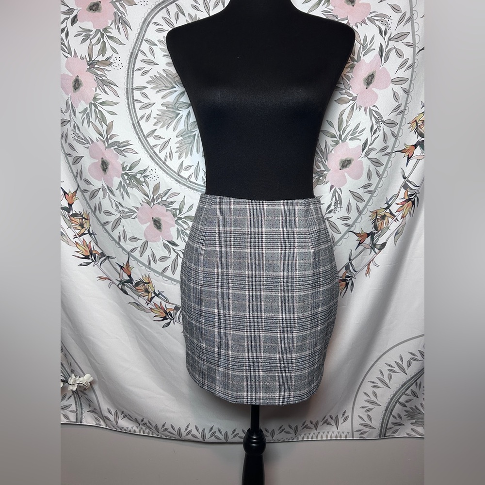 Classic Plaid Women's Skirt H&M Plaid Tweed Mini Skirt Dark Academia Preppy US 4